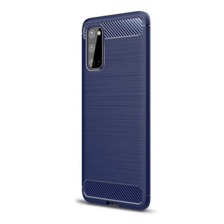 Xiaomi Redmi 9A / 9AT / 9i, Szilikon tok, közepesen ütésálló, szálcsiszolt, karbon minta, sötétkék