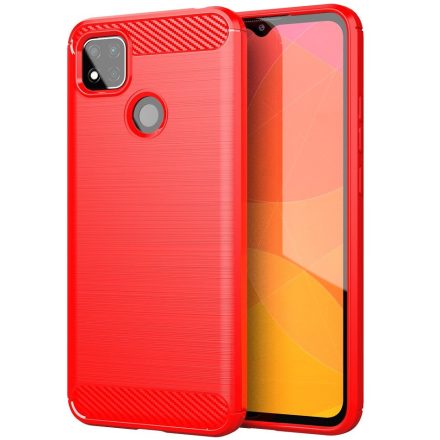 Motorola Moto G9 / G9 Play / E7 Plus, Szilikon tok, közepesen ütésálló, szálcsiszolt, karbon minta, piros