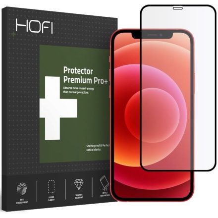 Apple iPhone 12 / 12 Pro, Kijelzővédő fólia, ütésálló fólia (az íves részre is!), Tempered Glass (üveg), Glass Full Pro Plus, fekete