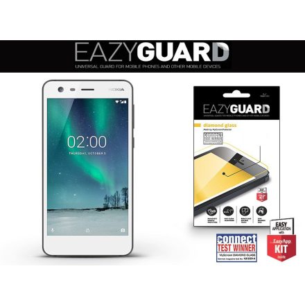 Nokia 2, Kijelzővédő fólia (az íves részre NEM hajlik rá!), Eazy Guard, Diamond Glass (Edzett gyémántüveg)