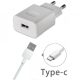 Hálózati töltő adapter, 9V / 2000mA, USB aljzat, USB Type-C kábellel, Huawei AP32, fehér, gyári