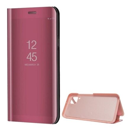 Huawei P40 Lite, Oldalra nyíló tok, hívás mutatóval, Smart View Cover, vörösarany (utángyártott)